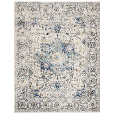 Christa Oriental Turquoise/Ivory Area Rug
