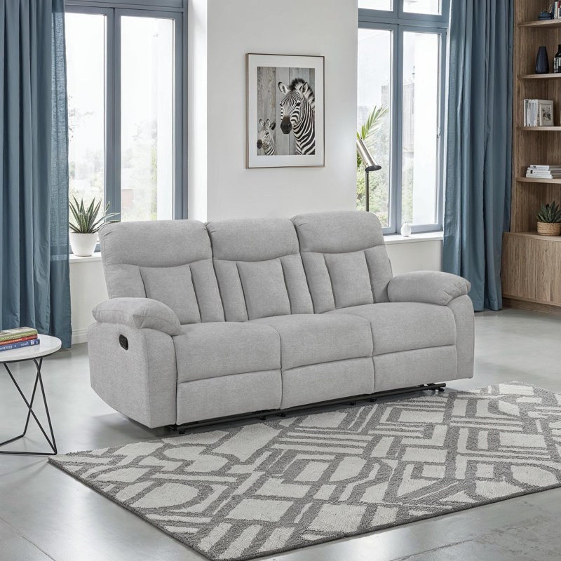 Mayodan 84" Traditional Pillow Top Chenille Reclining Sofa with Pull Tab Reclining Motion