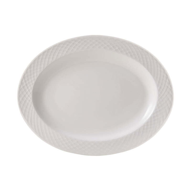 White Glossy Ceramic Oval Serving Platter, 16 inches