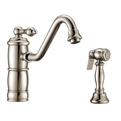Whitehaus Collection Single Lever Faucet with Traditional Swivel Spout and Solid Brass Side Spray