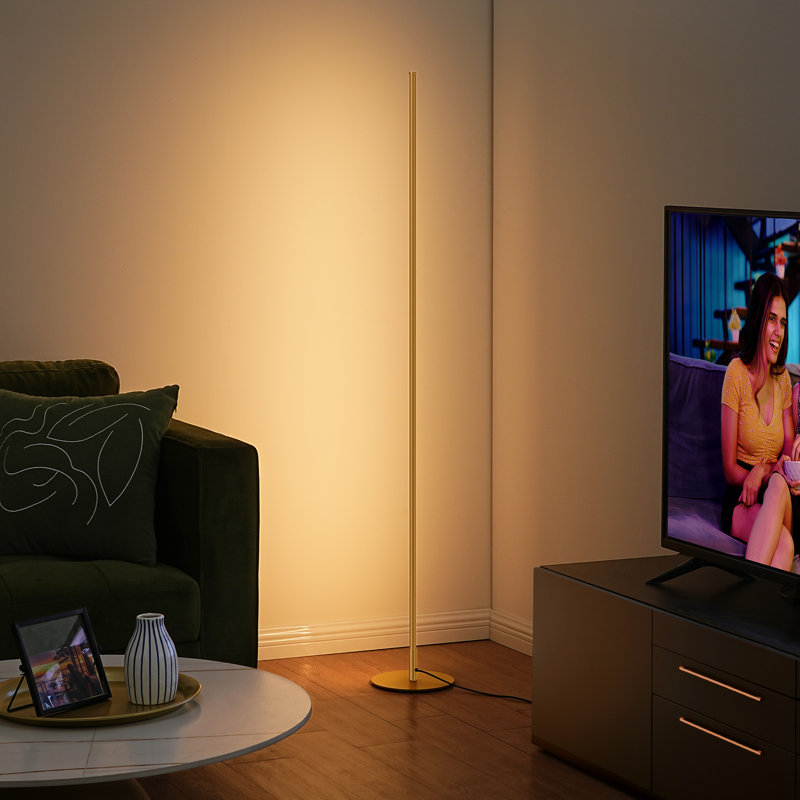 Allana 57.5"  Dimmable LED Novelty Corner Floor Lamp, Gold, Adjustable, Yes
