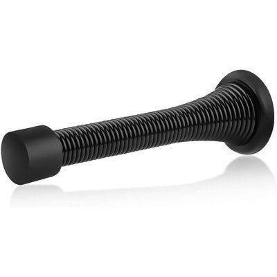 Butoir de porte à ressort noir MUNEK, butoir de porte en acier avec embout en caoutchouc, fixation à vis, paquet de 2