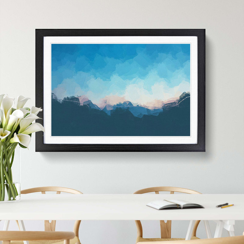Over the Mountains in Abstract - Picture Frame Graphic Art Print, Black Framed, 62cm H x 87cm W x 2cm D