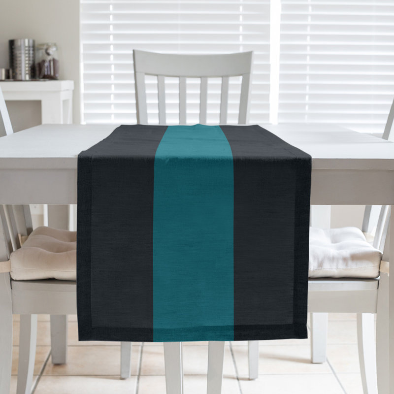 Cleveland Throwback Football Stripes Table Runner, 72" L x 16" W, Cotton Blend, Jacksonville Throwback Football Black/Teal