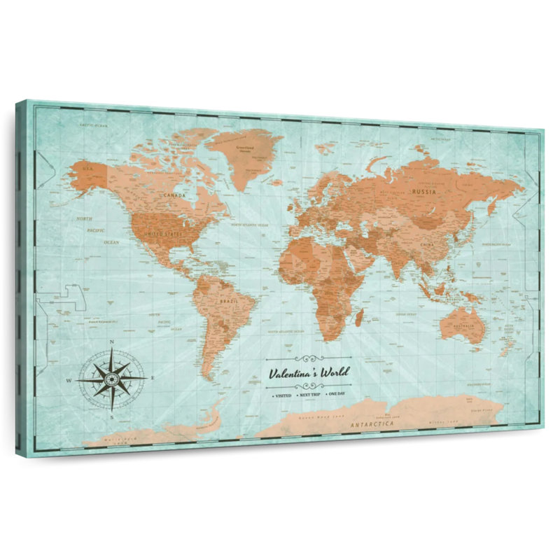 Carte du monde Personalized Adventures II, H 30 po x l 45 po, Oui