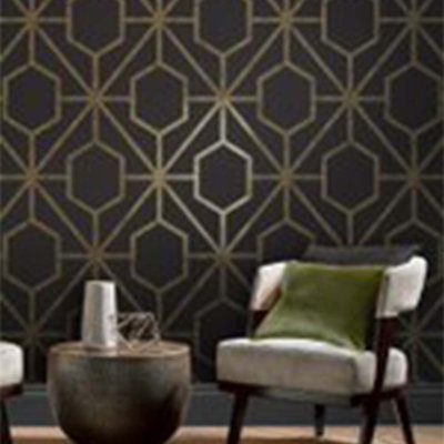 Rinku Geometric Metallic Wallpaper Double Roll