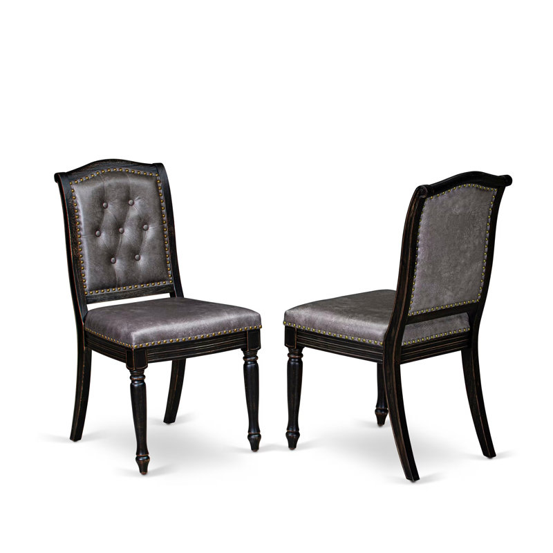 L'ensemble de salle à manger 7 pièces A99707D03AF148ACA87C872A4E0BDE05 comprend une table ronde et 6 chaises en polyester, noir sablé