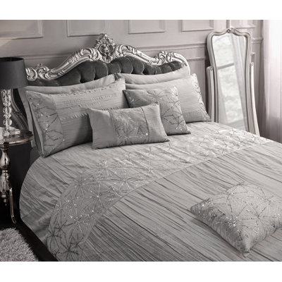 Crinkle Glitter Sequin Panel Shimmering Duvet Set