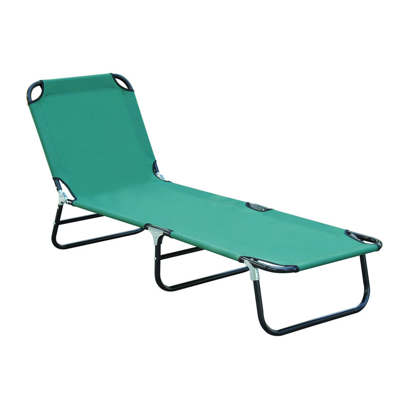 Méridienne de patio pliante pour l'extérieur pour bronzer, structure en acier vert
