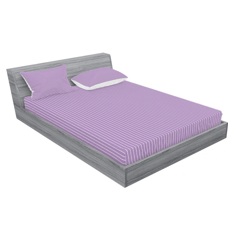 Microfiber Striped Sheet Set, Twin Sheet Set with Fitted Sheet, Lavender Stripe