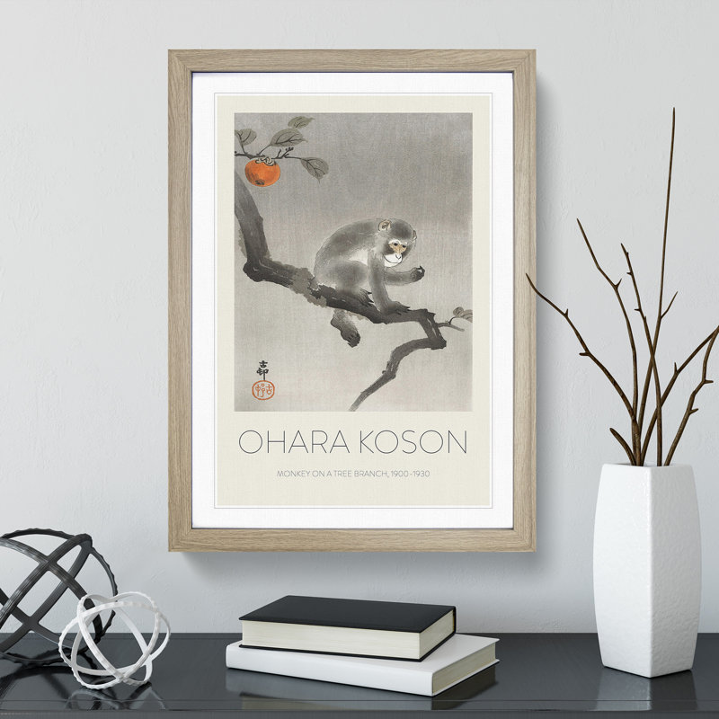 Monkey upon an Orange Tree by Ohara Koson - Picture Frame Art Prints, 36cm H x 27cm W x 2cm D