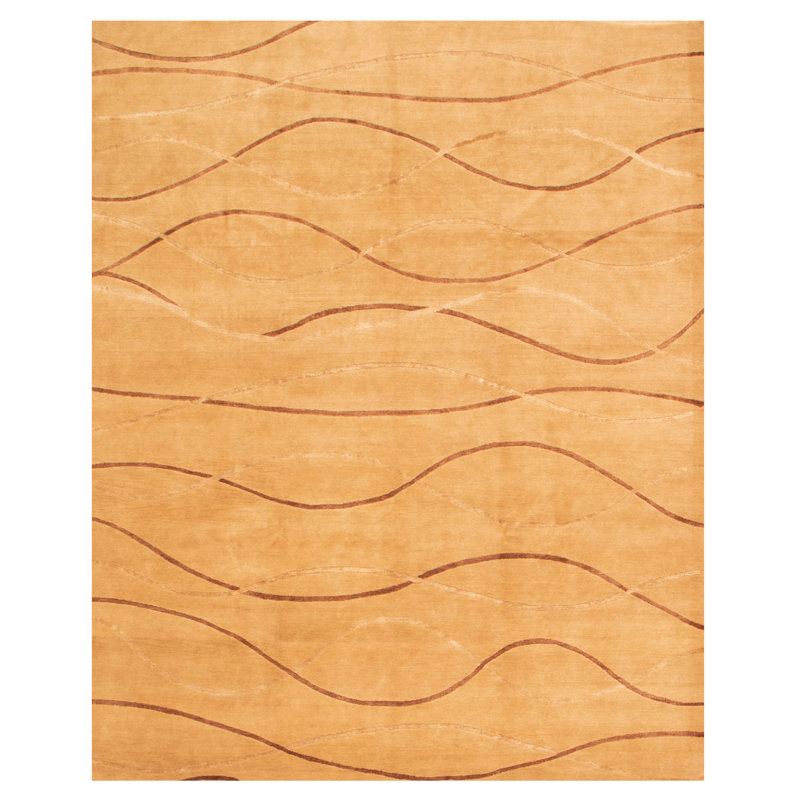 Tapis brun clair en laine noué à la main à motif abstrait 8 pi 2 po x 10 pi Abstract