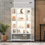 Vitrine avec porte vitrée et lumières DEL, vitrine en acier, vitrine en verre à 3 côtés-735744983