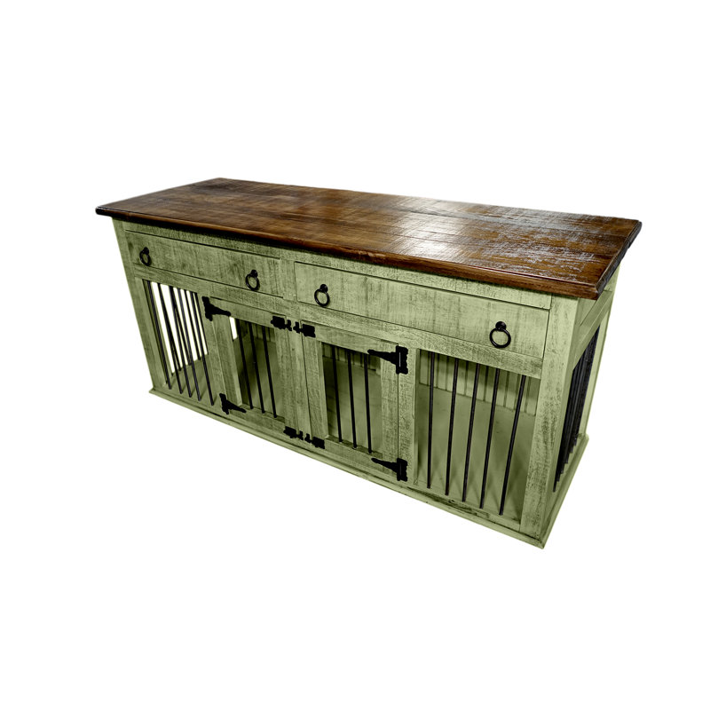 Caisse pour animaux Farmhouse, Moyen (H 35 po x l 76 po x P 25 po), Sauge d'été / brun