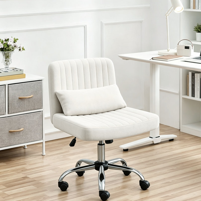 Canora Grey Velvet Criss Cross Chair, Beige