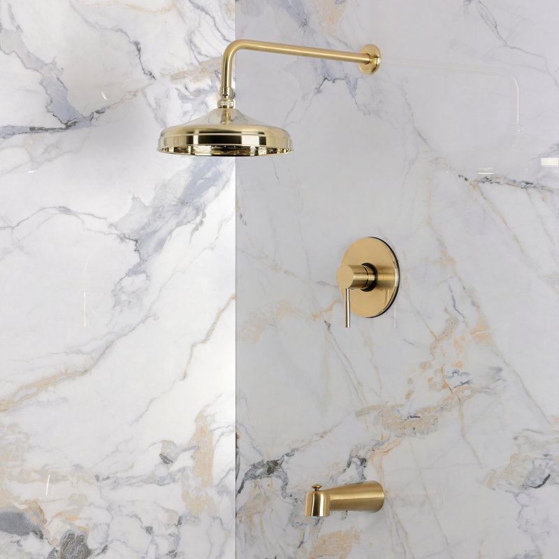 Kingston Brass Concord Single-Handle Pressure Balanced Tub and Shower Faucet, Brushed Brass