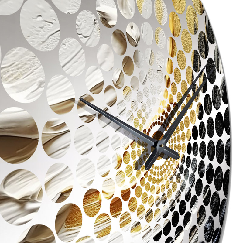 Horloge murale spirales abstraites or et noir III, Médium