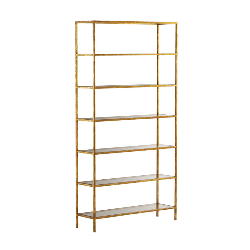 Etagere Bookcase, Gold, (6 Shelves) 85" H x 44" W x 13" D