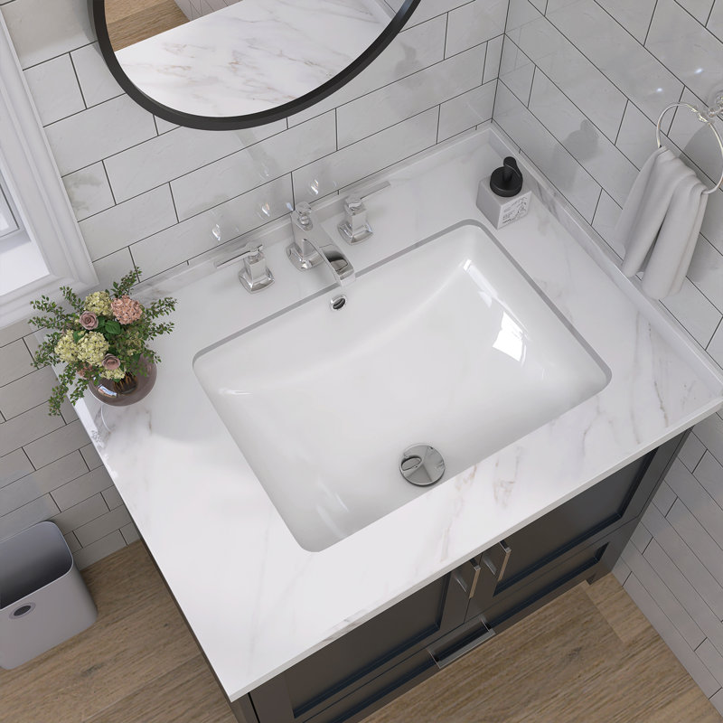Lavabo de salle de bain rectangulaire encastrable avec trop-plein 21 "x 14 3/4"