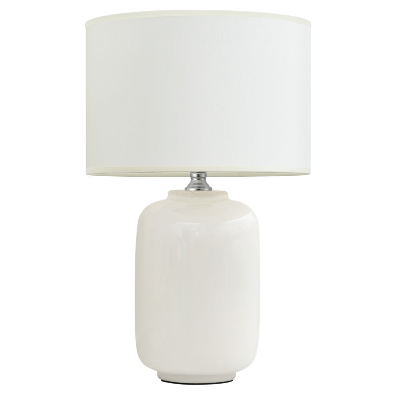  Gillermo 19.2in 1-light Farmhouse White Modern Ceramic Table Lamp With Linen Lampshade For Bedroom,living Room,nightstand