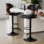 Bar Stools Set of 2 Seat Adjustable Height 62.2-85.1cm Bentwood Swivel Barstools with Back & Footrest - PU Leather Upholstered Bar Chair for Bar, Kitchen, Dining Room-522226693-529745439-529745436