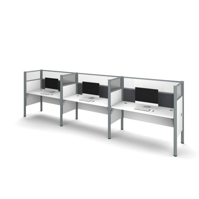 Pro-Biz Triple Side-by-Side Workstation with 6 Privacy Panels (Per Workstation) Benching Desks