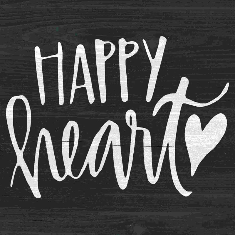" Happy Heart Black And White ", 12" H x 12" W