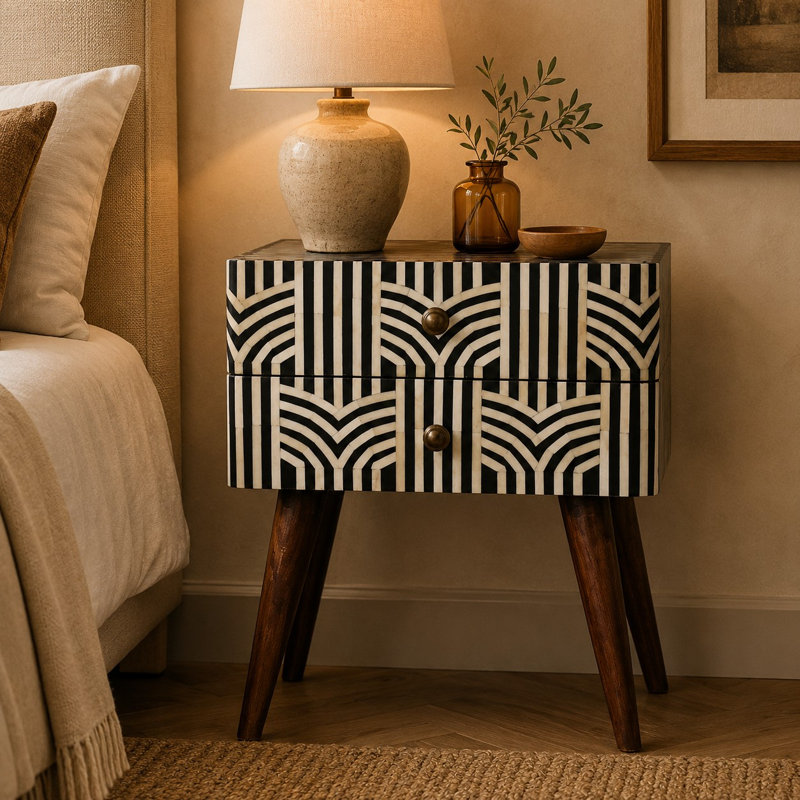 Caramel Edessa Bone Inlay Bedside