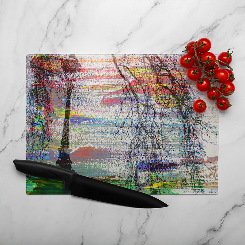 London Street Light Glass Chopping Board, 40cm L x 28cm W