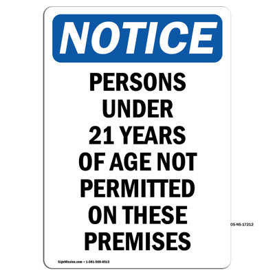 Persons Under 21 Years of Age Sign