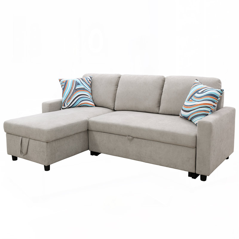 Upholstered L-Shaped Sectional Reversible, Gray Microfiber