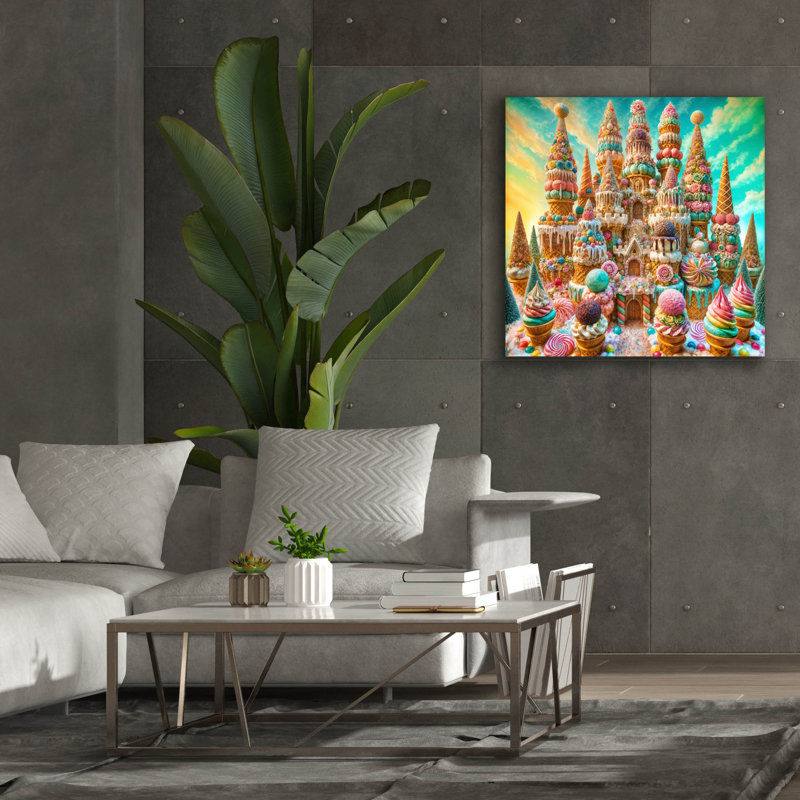  «Ice Cream Castle» par Rey Klimt, art mural sur toile, 12 po x 12 po, H 37 po x l 37 po x P 1,5 po