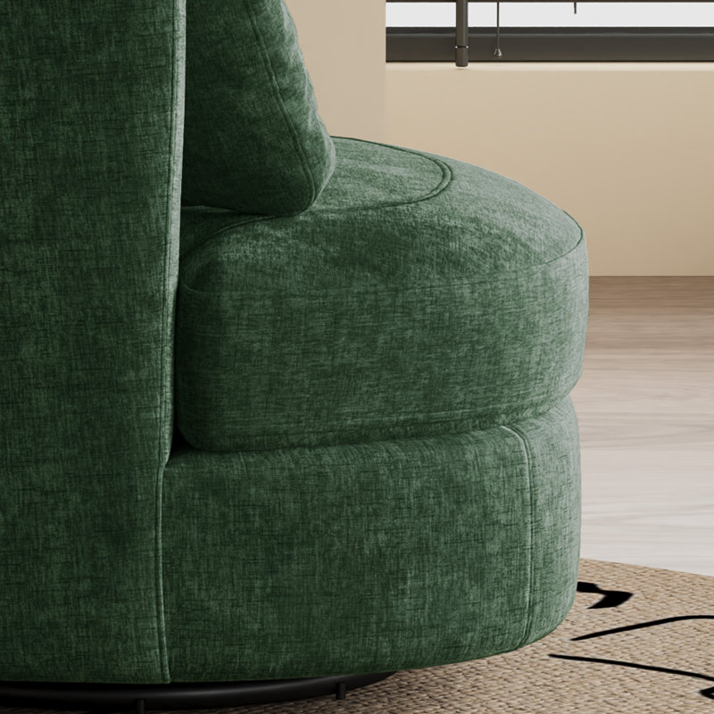 Fauteuil demi-tonneau pivotant à 360 ° l 40,5 po, fauteuil club chenille, fauteuil de loisirs, Vert