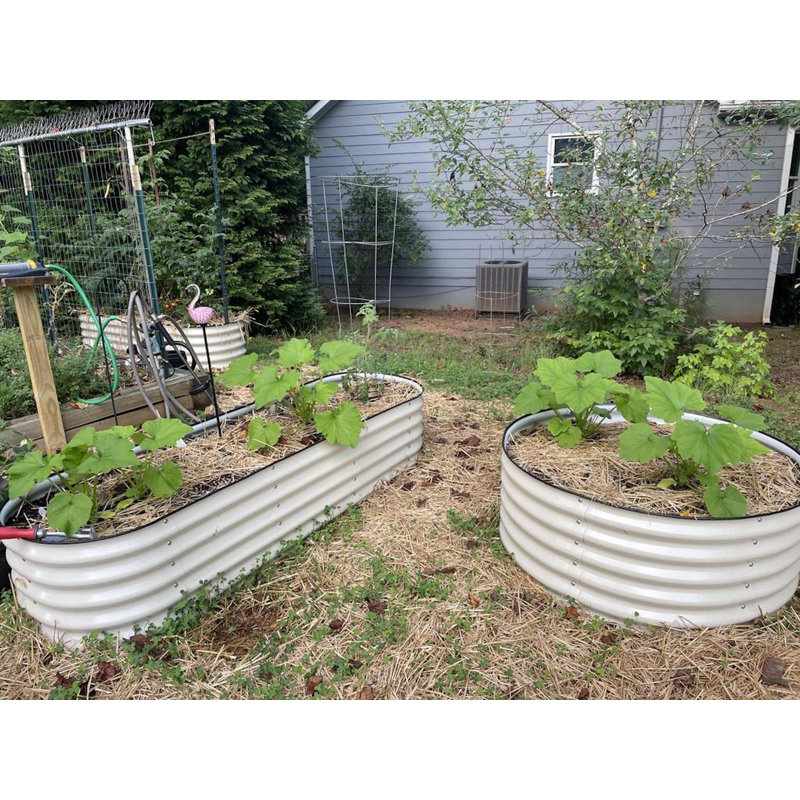 Lit de jardin surélevé rond 17 po, Blanc perle