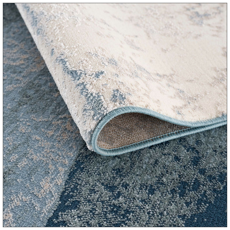 Tapis abstrait à vagues abstraites, Rectangle 5 pi 3 po x 7 pi