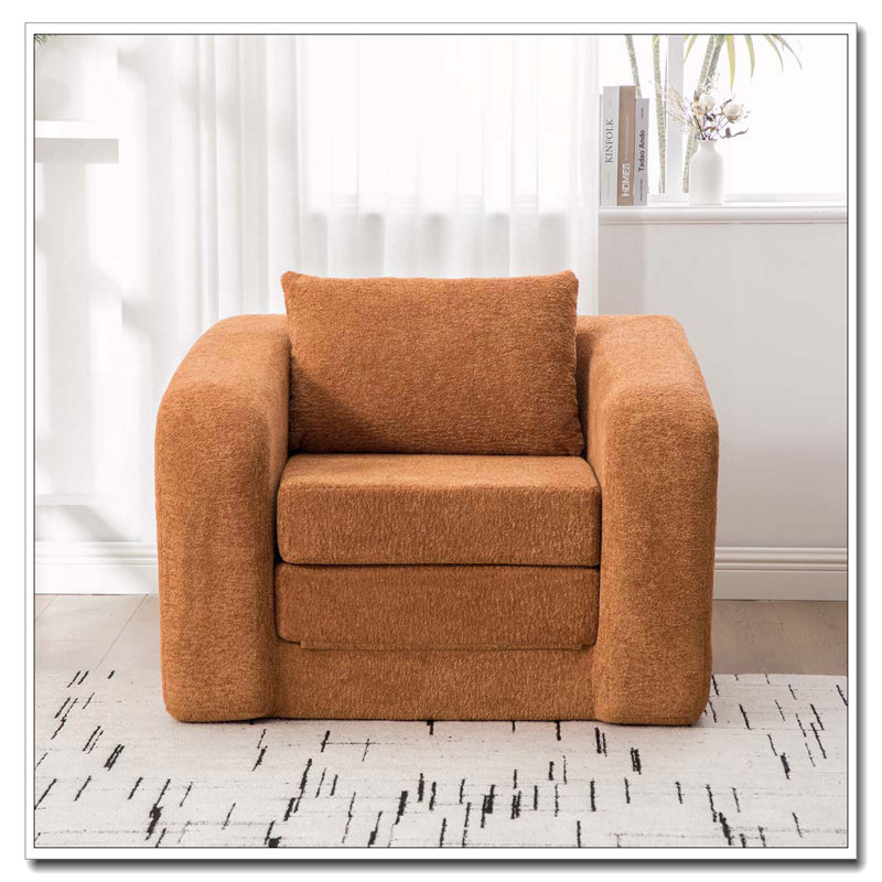 Fauteuil d'appoint pliable 40 po avec accoudoirs et dossier, Orange