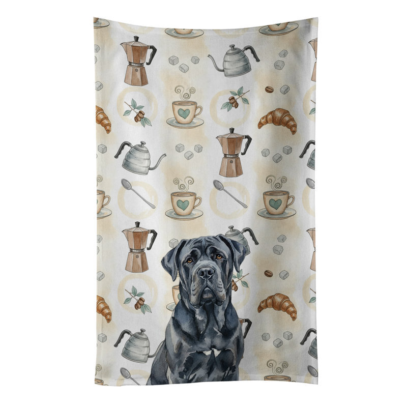 Black Neapolitan Mastiff Coffee Bar Kitchen Towel, Black Neapolitan Mastiff