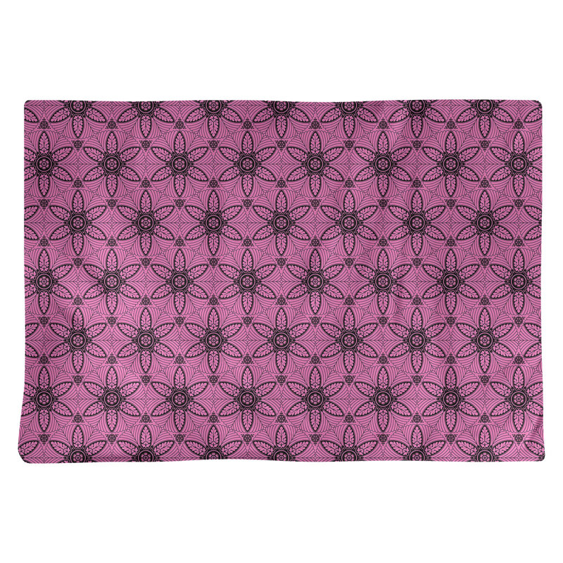 Napperon en coton 18 po classique Circles, Rose / Noir