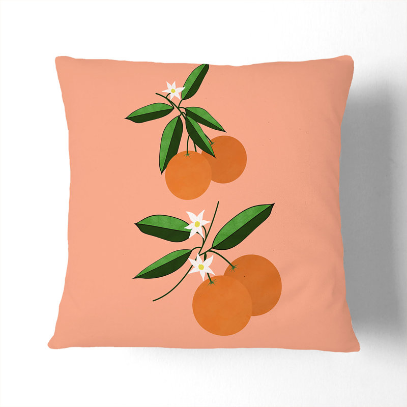 Orange Blossom Square Throw Cushion, Black, 55cm H x 55cm W x 20cm D