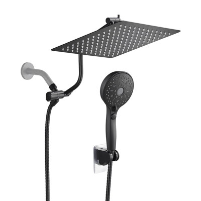 Adjustable 12" High Pressure Dual Shower Head with 12-Spray Handheld Shower