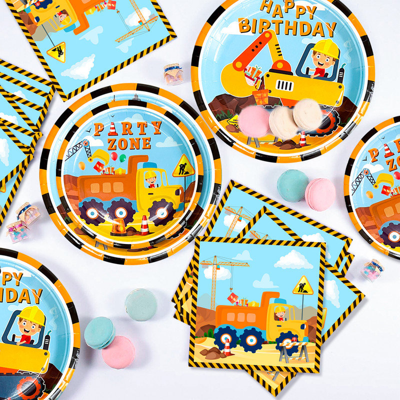 Construction Party Supplies,66 Pcs Construction Party Tableware Set