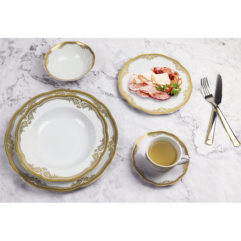 Service de table Lorren Home Trens, Blanc / Doré, 57