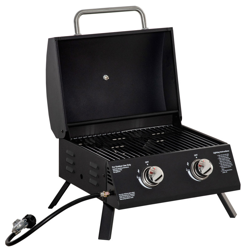 Barbecue de table extérieur portatif au gaz propane Outsunny