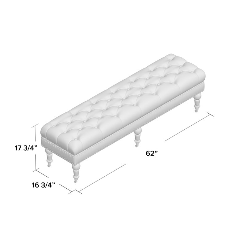 Athylene Linen Upholstered Bench, 17.75” H x 62” W x 19.63” D, Beige