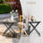 Folding Patio Side Table with Tempered Glass Tabletop