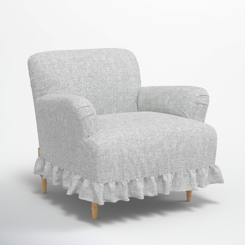 Elle Ruffle Slipcover Armchair, Zuma Pumice Textured Linen