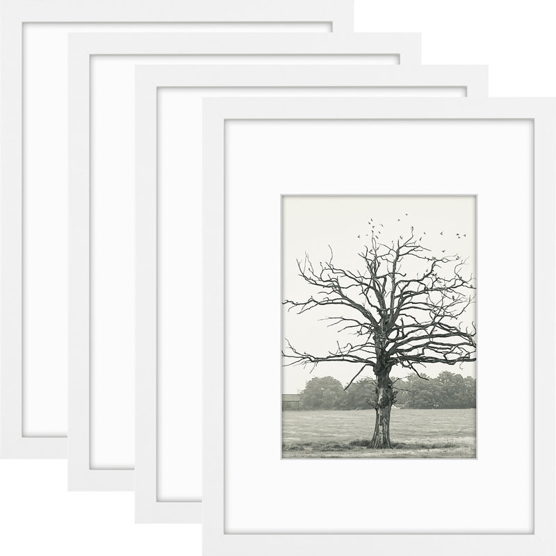 Picture Frame Wall Set with Polished Plexiglass, 9" W x 12" H, White