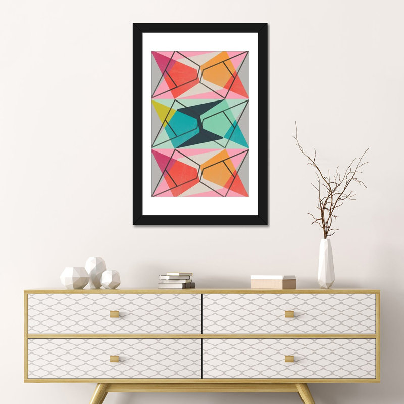 « color block iii », reproduction d’impression sur toile, Papier d'art encadré noir, H 32 po x l 24 po x P 1 po, Blanc