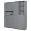 Lit escamotable simple simple avec armoire supérieure et tablettes, lit pliable peu encombrant avec lumière et USB, gris-1482102434