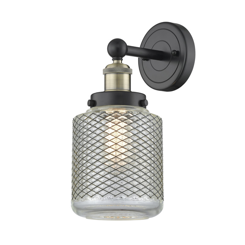 Carmet Steel Armed Sconce, Black Antique Brass